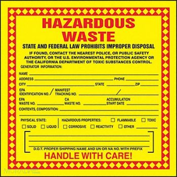 ACCUFORM DOT Handling Label Waste 6 Label W PK25, 9LGD6