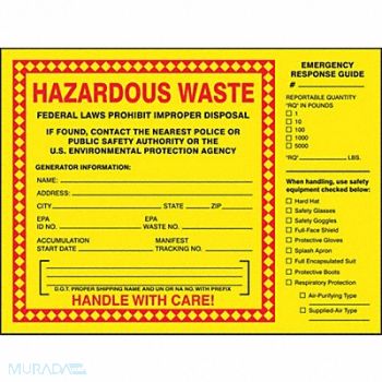 ACCUFORM DOT Handling Label Waste 8 Label W PK25, 9UFV2
