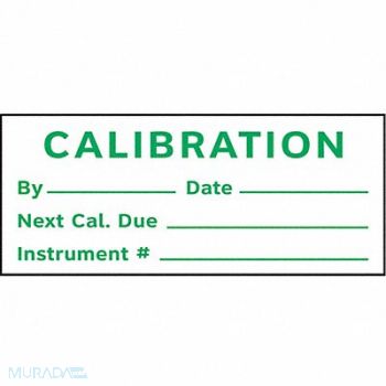 STRANCO INC Calibration Label ENG Green/White PK225, 9WHE8