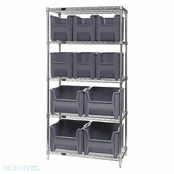 QUANTUM STORAGE SYSTEMS F1593 Bin Shlvng 18inx74inx36in Gray, 9WU09