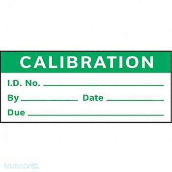 STRANCO INC Calibration Label ENG Green/White PK225, 9WUT1
