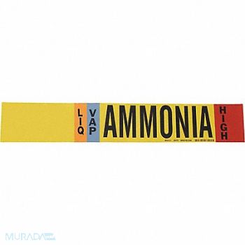 BRADY Pipe Marker Ammonia 2 1/4 in H 14 in W, 9WYR5
