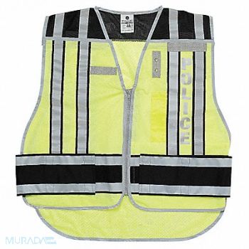 GRAINGER APPROVED E7855 Safety Vest Hi Vis Green Police M/XL, 9XCG8