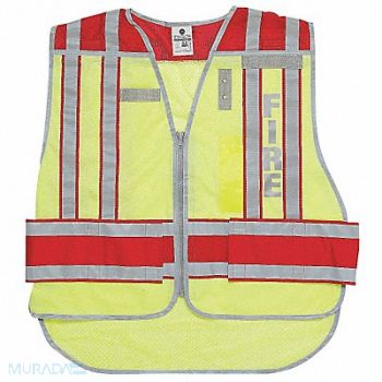 GRAINGER APPROVED Safety Vest Hi Vis Green Fire M/XL, 9XD32