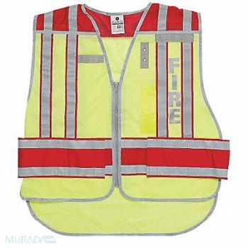 GRAINGER APPROVED Safety Vest Hi Vis Green Fire 2XL, 9XK59