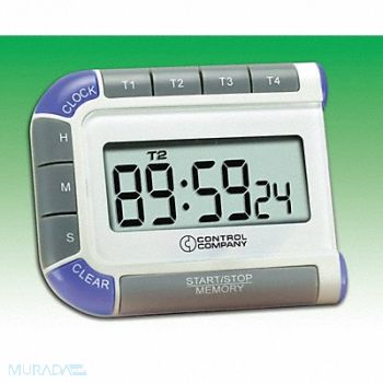 TRACEABLE Digital Timer 3/4 in LCD 4 channels, 9Y261