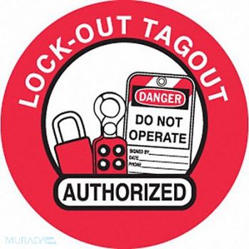 BRADY Hard Hat Label Black Red/White PK4, 15Y471