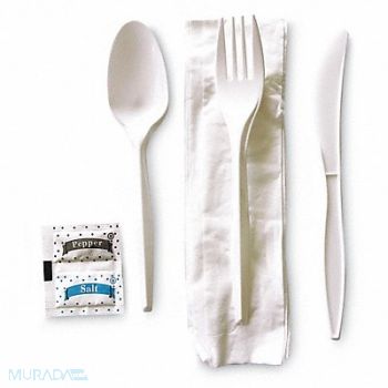 GRAINGER APPROVED Disp Cutlery Set White Med Weight PK250, 485W02