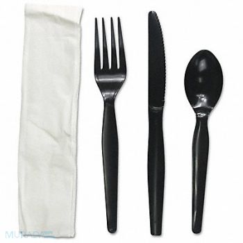 GRAINGER APPROVED Disp Cutlery Set Black Med Weight PK250, 799LJ8