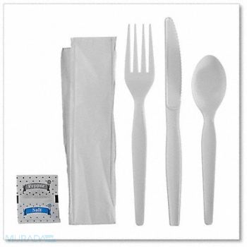 GRAINGER APPROVED Disp Cutlery Set WH Heavy Weight PK250, 799LK0
