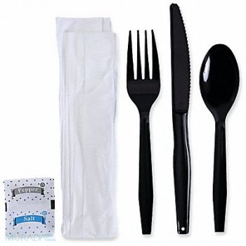 GRAINGER APPROVED Disp Cutlery Set BK Med Weight PK250, 799LK1