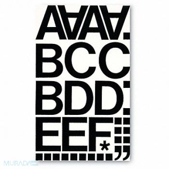 CHARTPAK Press-On Letters Vinyl 2 Black PK77, 51UW40
