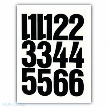 CHARTPAK Press-On Numbers Vinyl 4 Black PK23, 51UW44