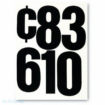 CHARTPAK Press-On Numbers Vinyl 6 Black PK21, 51UW45