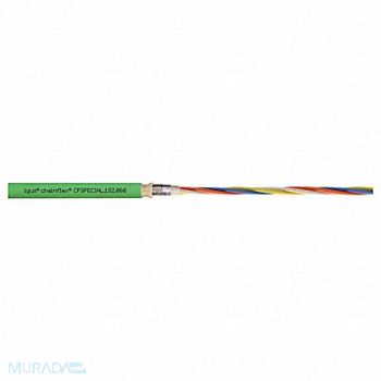 CHAINFLEX Bus Cable PUR 50 V 0.33 in dia Ylw/Green, 801MM5