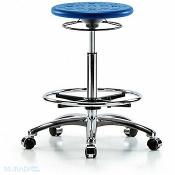 BLUE RIDGE ERGONOMICS Cleanroom Polyurethane Stool Blue, 797R27