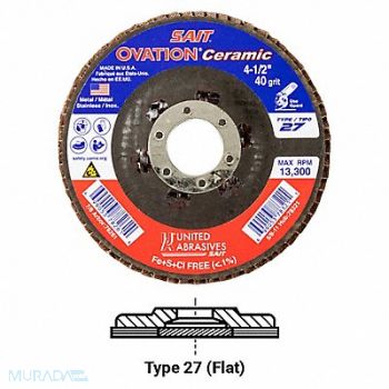 UNITED ABRASIVES-SAIT Flap Disc 60 Grit 5/8-11 in Ovation, 36RD60