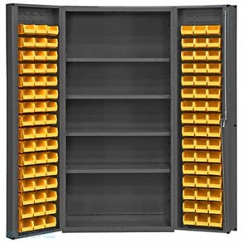 DURHAM MFG K4910 Bin Cabinet 72 x36 x24 Gray 96YlwBns, 1UBK5