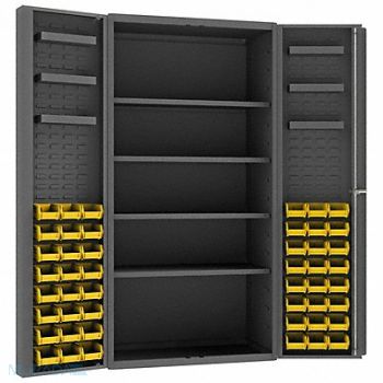 DURHAM MFG Bin Cabinet 72 x36 x24 Gray 48YlwBns, 33VE23