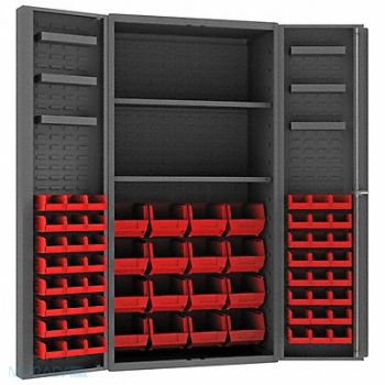 DURHAM MFG K4909 Bin Cabinet 72 x36 x24 Gray 64RedBns, 36FC10