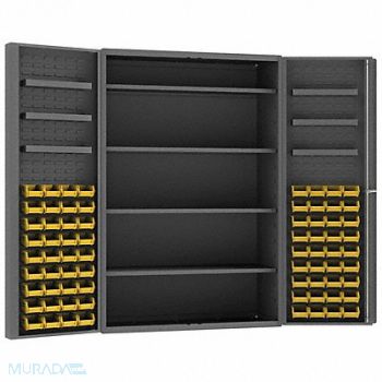 DURHAM MFG Bin Cabinet 72 x48 x24 Gray 72YlwBns, 33VE28
