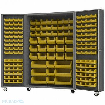 DURHAM MFG Heavy Duty Mobile Bin Cabinet Yellow, 799H60