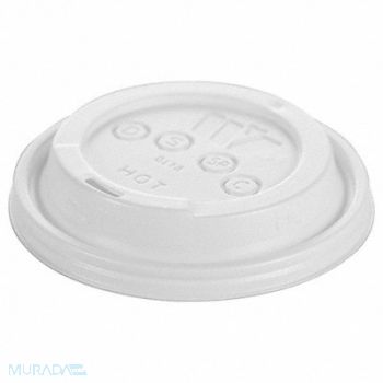 GRAINGER APPROVED Disp Hot Cup Lid 12 oz-24 oz WH PK1000, 6GUL8