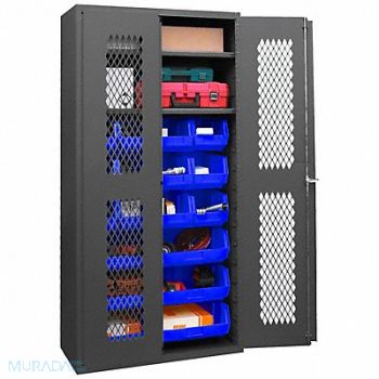 DURHAM MFG K4949 Bin Cabinet 72 x36 x18 Gray 18BlueBns, 36EZ99