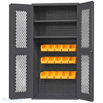 DURHAM MFG K4948 Bin Cabinet 72 x36 x18 Gray 15YlwBns, 1UBK9