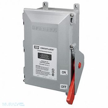 HUBBELL EnclosedDisconnectSwitch Fuse 30A PBT, 3D340