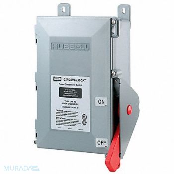 HUBBELL EnclosedDisconSwitch Fuse 60A NonMetal, 2EAU7