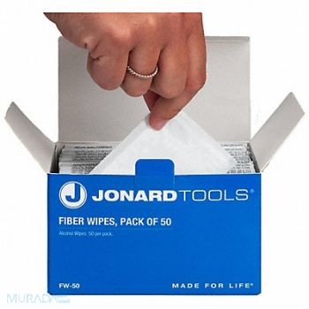 JONARD TOOLS Fiber Wipes Optical Fiber Cleaning PK50, 54DW02