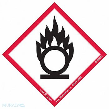 LABELMASTER GHS Flame Over Circle Label 4 H 4 W PK50, 35ZH28