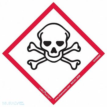 LABELMASTER GHS Skull and Crossbones Labl 4 W PK100, 35ZH41