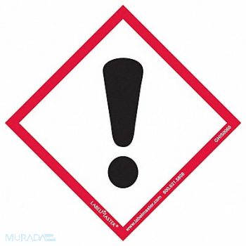 LABELMASTER GHS Exclamation Mark Label 4 H 4 W PK100, 35ZH42