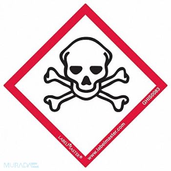 LABELMASTER GHS Skull and Crossbones Labl 2 W PK100, 35ZH59