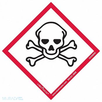 LABELMASTER GHS Skull and Crossbones Label 4 W PK50, 35ZH68