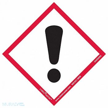 LABELMASTER GHS Exclamation Mark Label 4 H 4 W PK50, 35ZH69