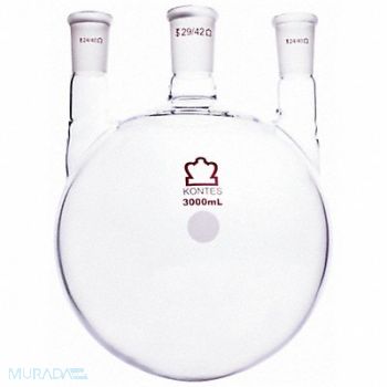 KIMBLE Triple Neck Round Bottom Flask 3000mL, 52NH96