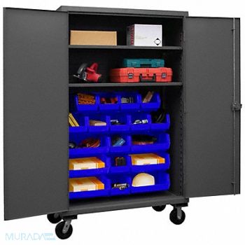DURHAM MFG K4887 Bin Cabinet 80 x48 x24 Gray 18BlueBns, 36EZ63