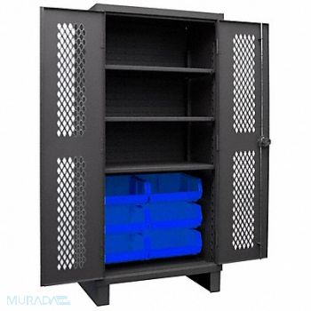 DURHAM MFG K4952 Bin Cabinet 78 x36 x24 Gray 6BlueBns, 36FA36