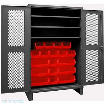 DURHAM MFG K4953 Bin Cabinet 78 x48 x24 Gray 18RedBns, 36FA38