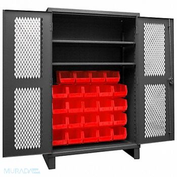 DURHAM MFG K4954 Bin Cabinet 78 x48 x24 Gray 24RedBns, 36FA41