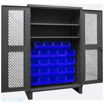 DURHAM MFG K4954 Bin Cabinet 78 x48 x24 Gray 24BlueBns, 36FA42