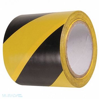 INCOM MANUFACTURING Floor Tape Black/Yellow 4 inx54 ft Roll, 462D07
