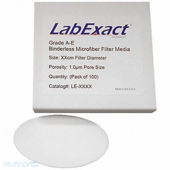 LABEXACT Glass Microfiber Filter 1um 4.7cm PK100, 12K878