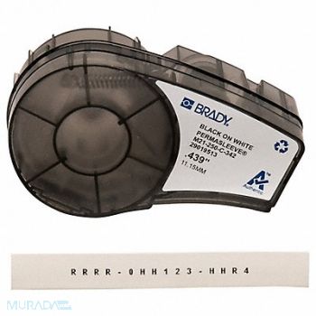 BRADY Label Cartridge Black/White 0.25 W 7ft.L, 3PXV7