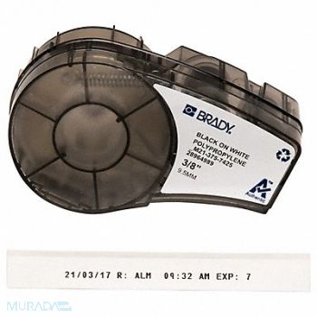 BRADY Label Black/White Blank Polypropylene, 18AZ39