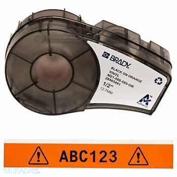 BRADY E7624 Label Cartridge Black/Orange 1/2 in W, 3PXV3