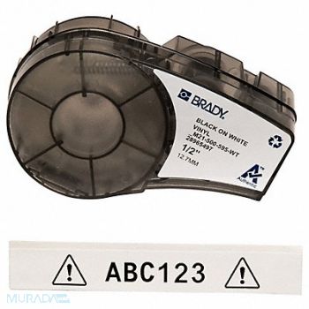 BRADY E7624 Label Cartridge Black/White 1/2 in W, 3PXX5
